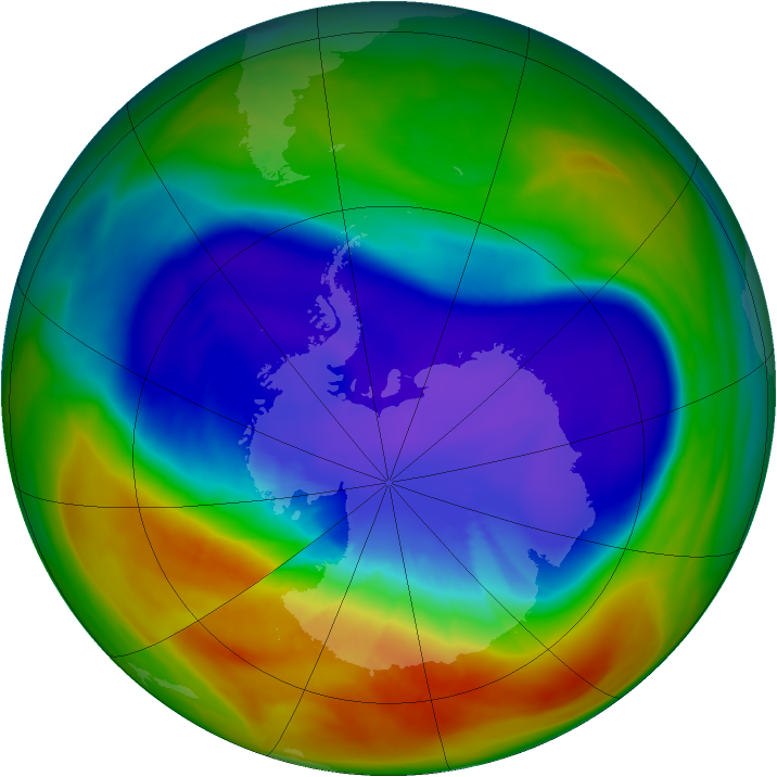 Antarctic ozone map for 20 September 2007
